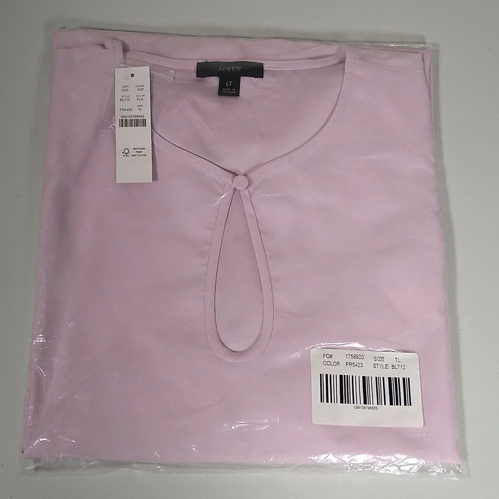 NWT J. Crew Puff Sleeve Satin Back Crepe Blouse‎ Lavender
